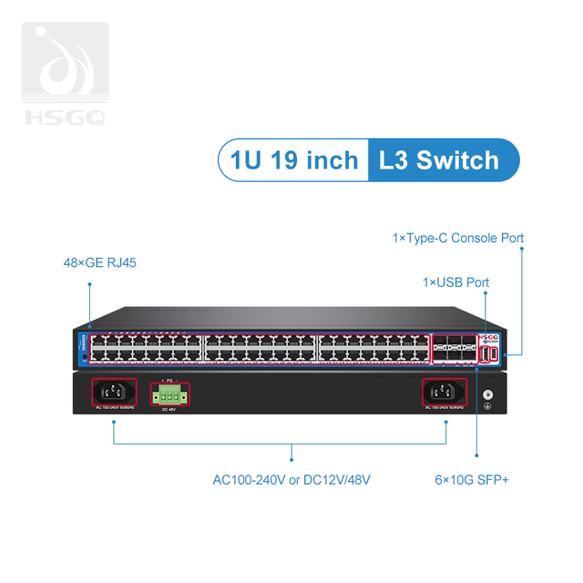 Configuração de switch PoE de Internet de 48 * portas para monitor