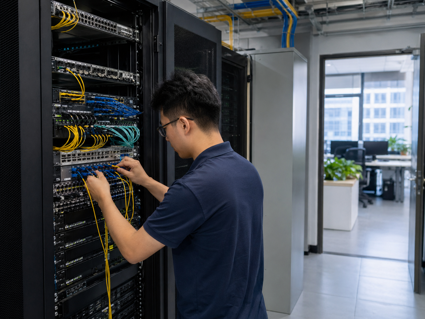 Conexão de rede de fibra corporativa