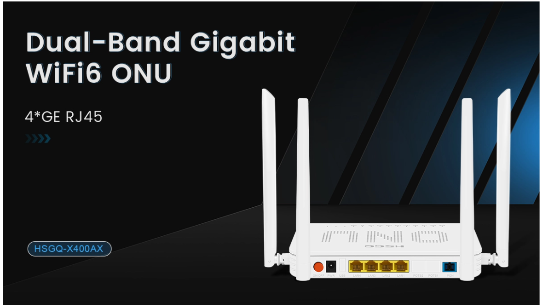 WiFi 6 ONU com quatro portas Gigabit Ethernet