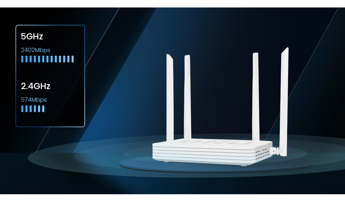 Desempenho sem fio WiFi 6 ONU de banda dupla AX3000