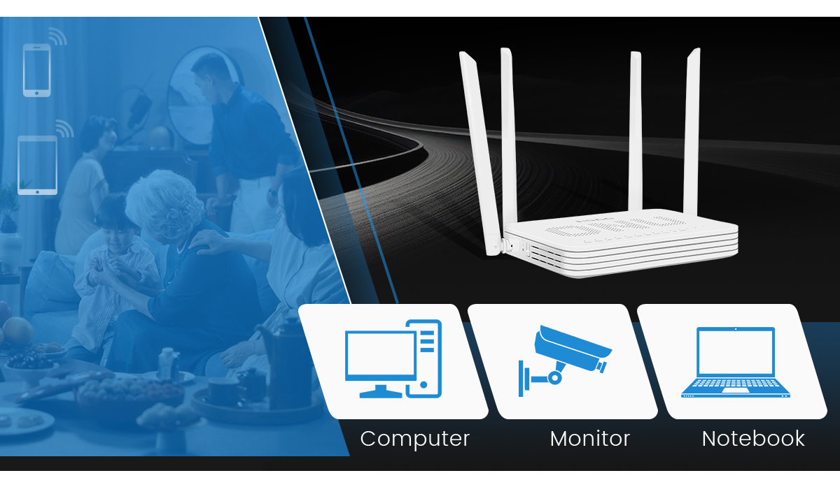 Dispositivo de fibra &oacute;ptica FTTH WiFi 6 ONU para acesso residencial